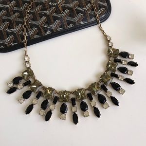Jcrew Necklace Black and crystal stones